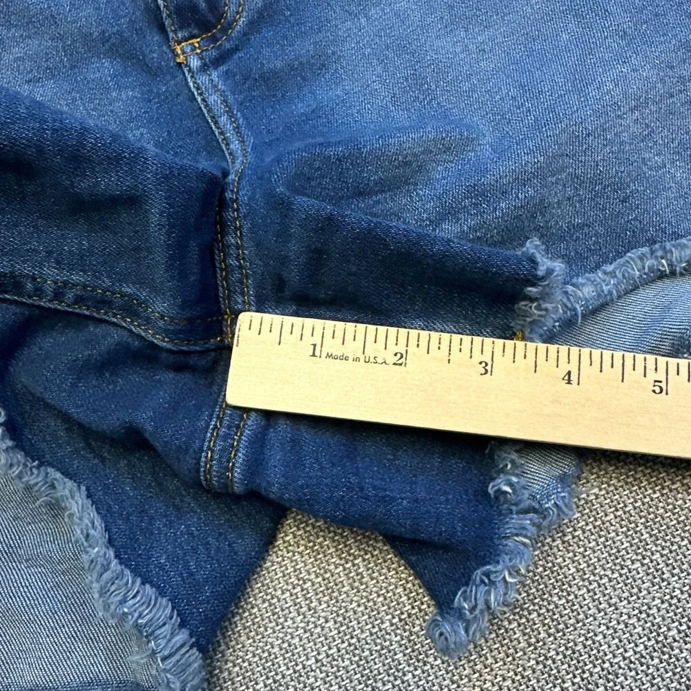 Plus Size Frayed Hem Denim Shorts size 16 Blue Summer Festival